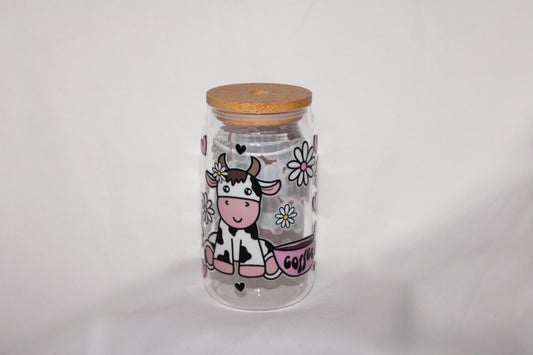 ‘ Moody without coffee’ 16oz glass cup