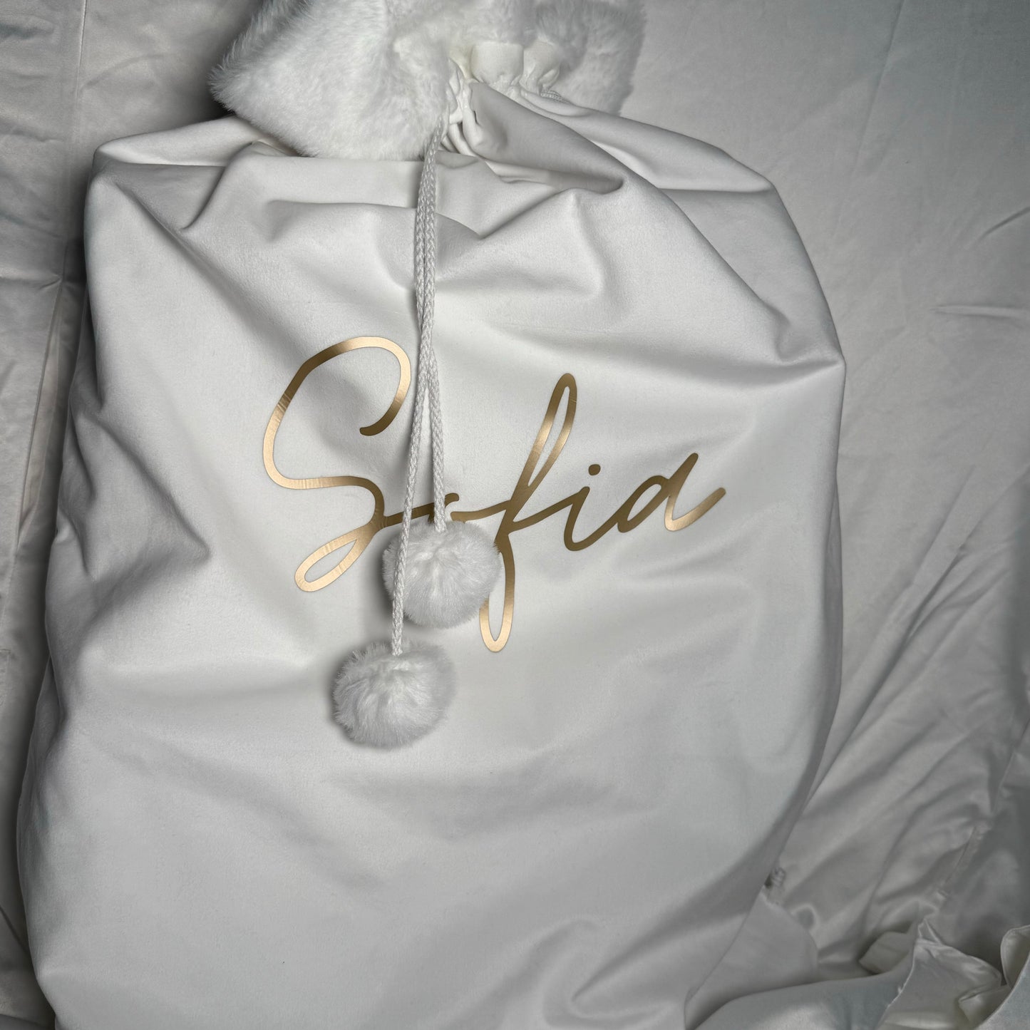 Luxury personalised white sacks