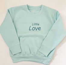 Load image into Gallery viewer, Embroidered ‘Little love&#39; blue long sleeved sweatshirt
