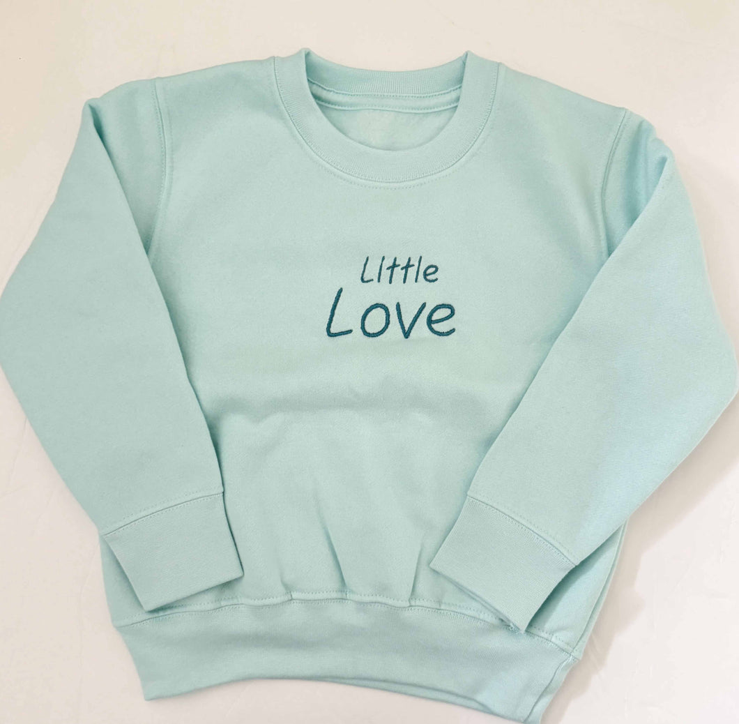 Embroidered ‘Little love' blue long sleeved sweatshirt