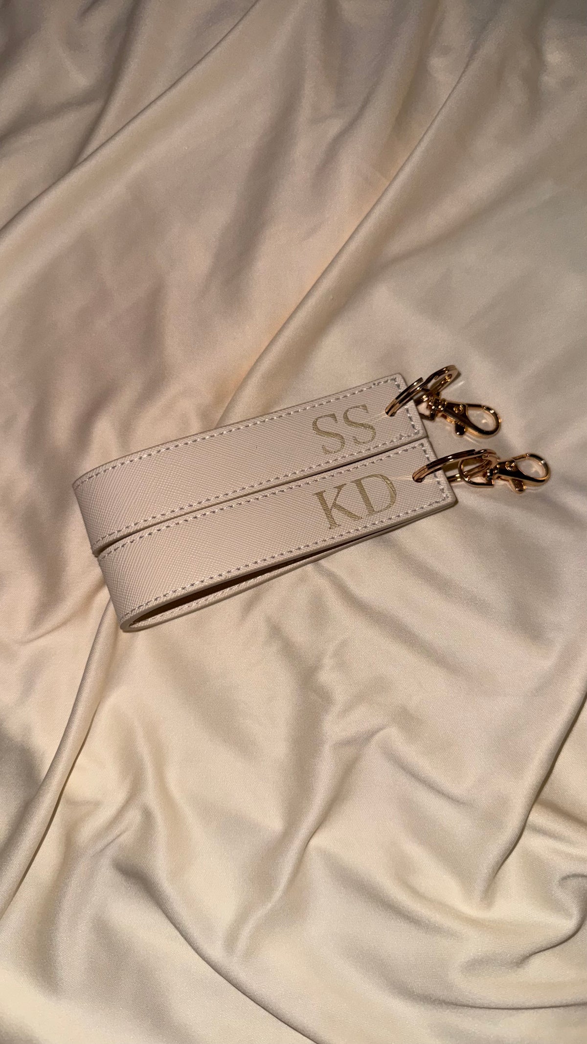 Monogram wristlet keyring