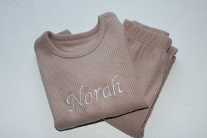 Velvet Mocha Ribbed loungewear set