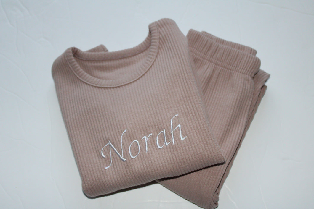Velvet Mocha Ribbed loungewear set
