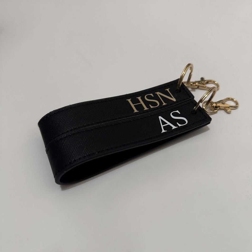 Personalised monogram wristlet keyring