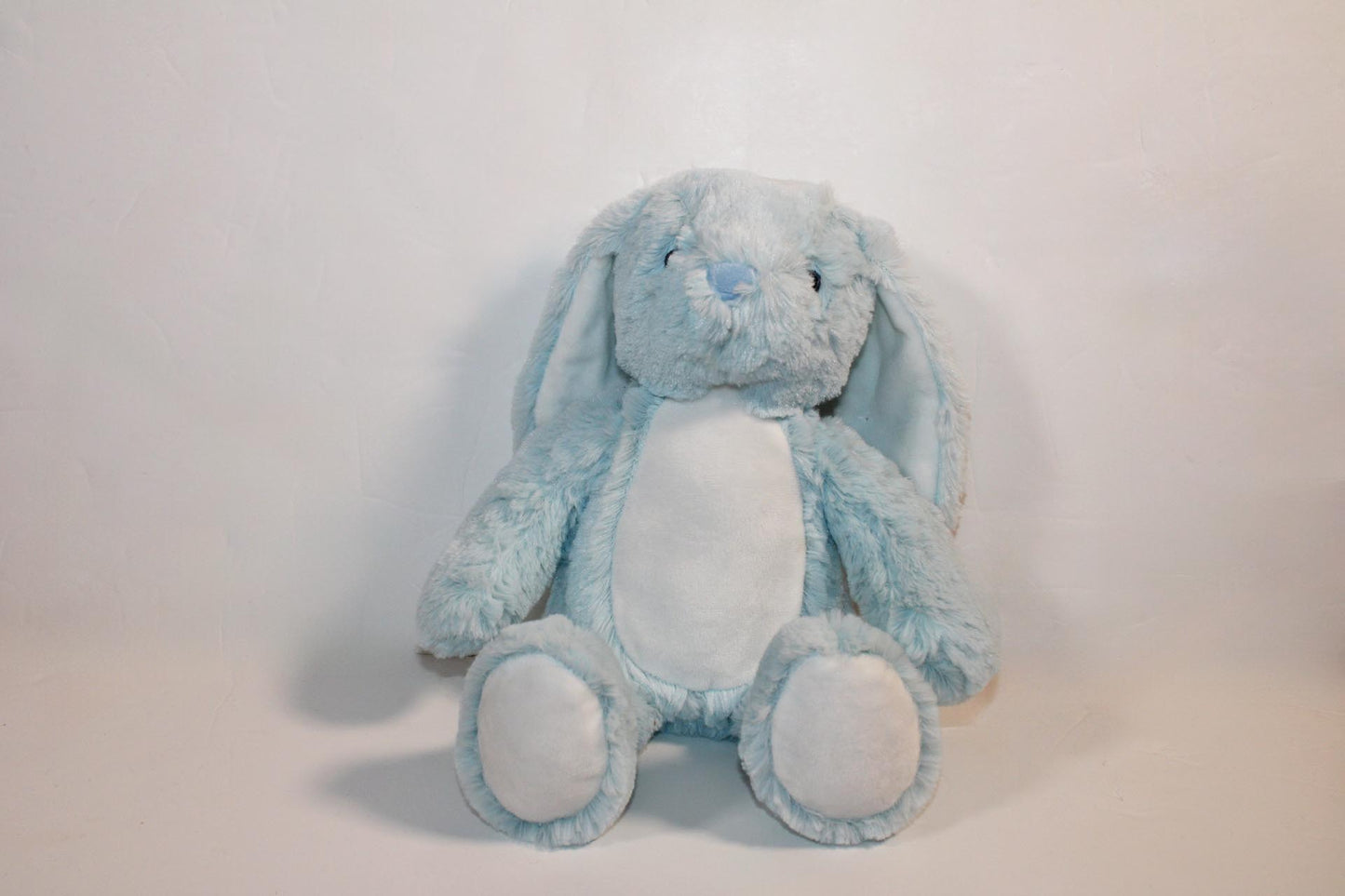 Personalised new born soft blue bunny keepsake