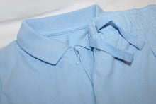 Load image into Gallery viewer, Blue zip Neck Polo shirt and short set
