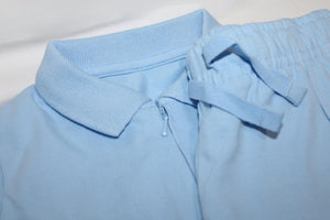 Blue zip Neck Polo shirt and short set