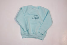 Load image into Gallery viewer, Embroidered ‘Little love&#39; blue long sleeved sweatshirt
