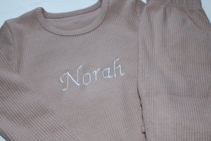Velvet Mocha Ribbed loungewear set