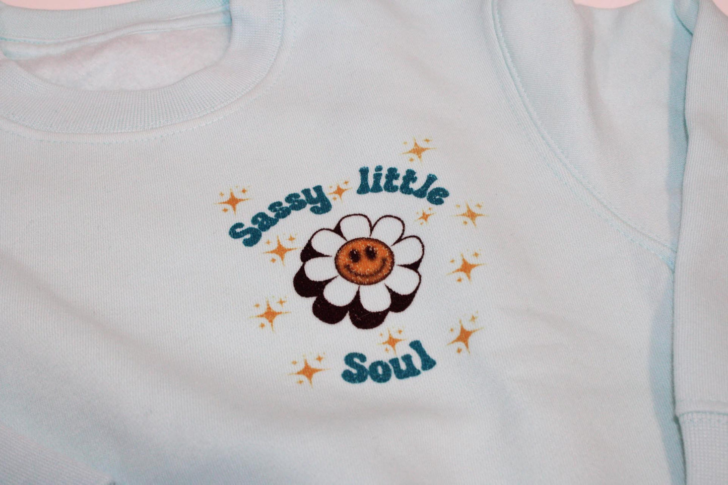 Blue sassy little soul printed sweatshirt