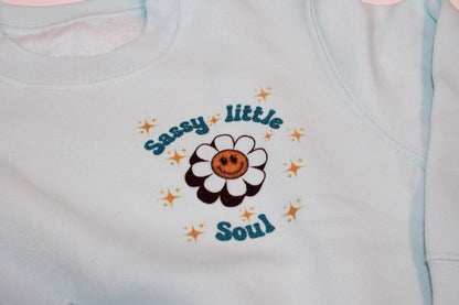Blue sassy little soul printed sweatshirt