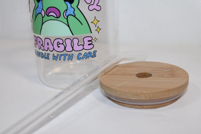 Emotionally fragile 16oz clear iced coffee beer glass cup