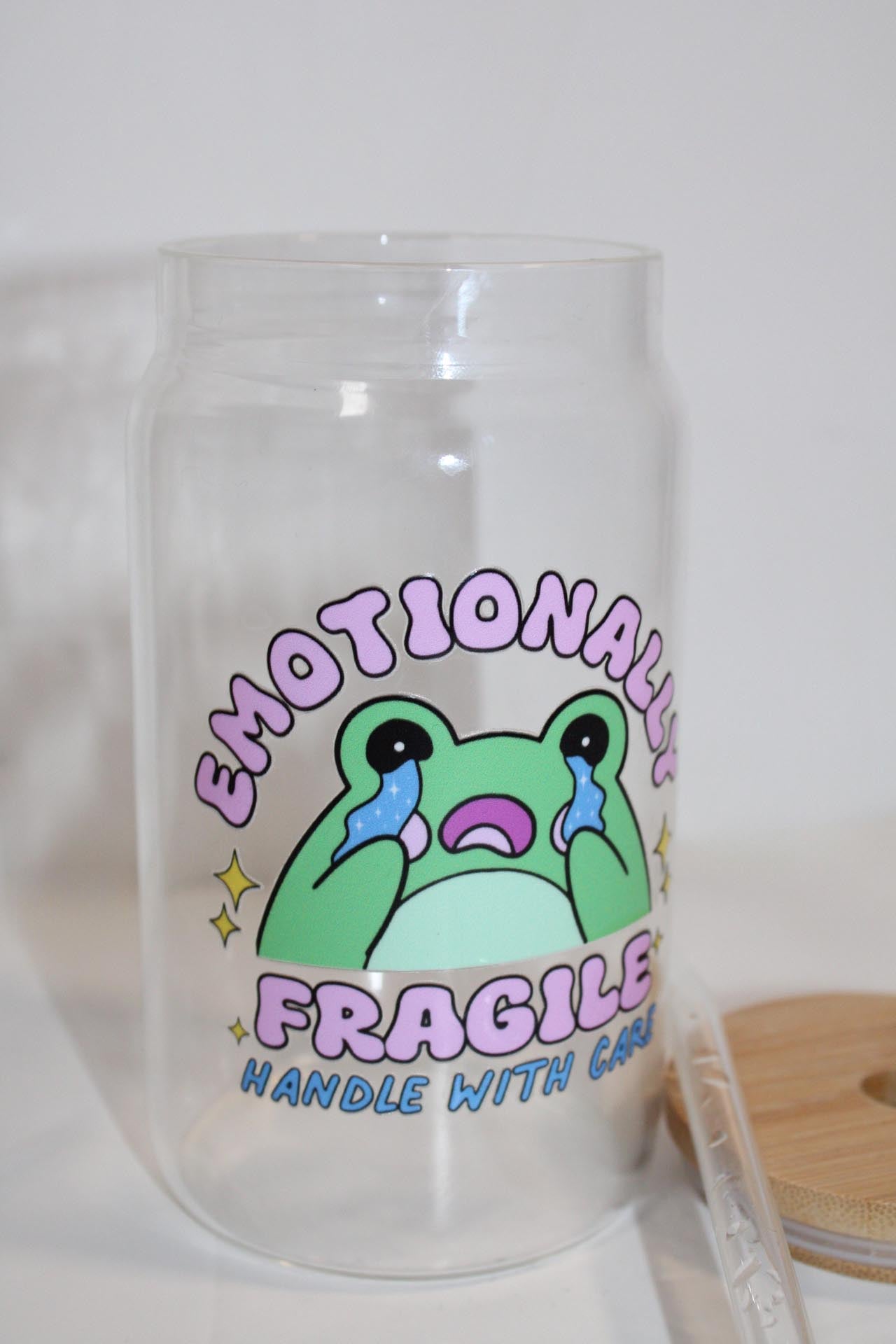 Emotionally fragile 16oz clear iced coffee beer glass cup