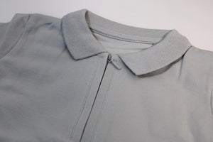Pebble grey zip Neck polo shirt and short set