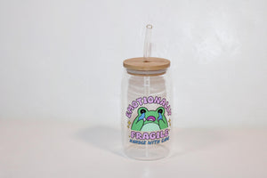 Emotionally fragile 16oz clear iced coffee beer glass cup