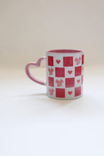 Load image into Gallery viewer, Pink squared love heart and bow 11 0z mug

