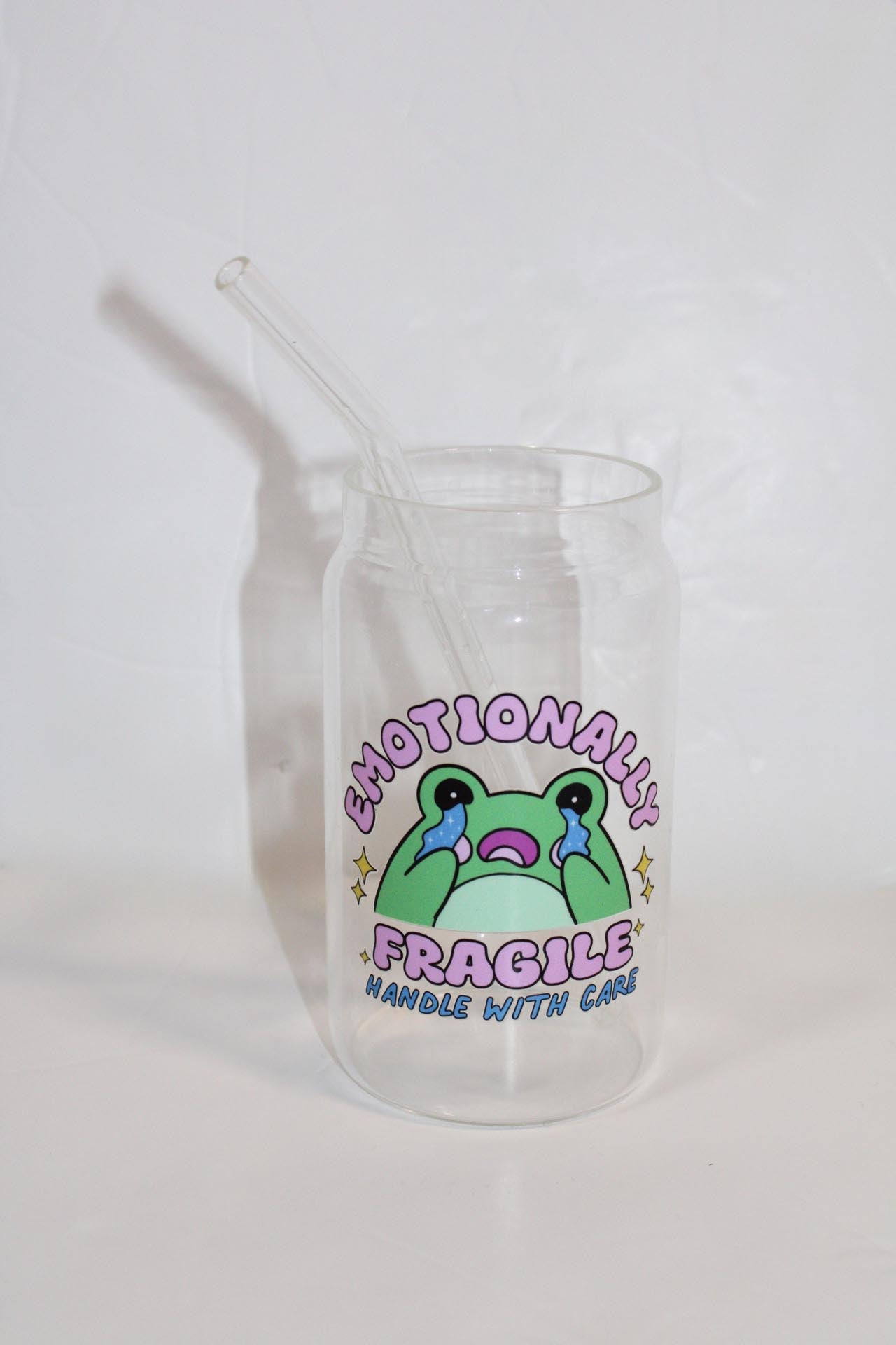 Emotionally fragile 16oz clear iced coffee beer glass cup