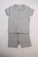 Load image into Gallery viewer, Pebble grey zip Neck polo shirt and short set
