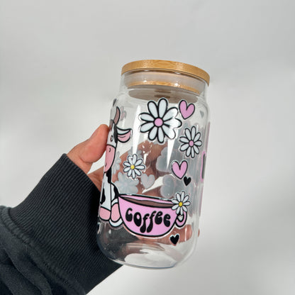 ‘ Moody without coffee’  16oz glass cup