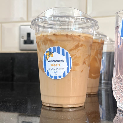 Personalised Blue & Lemon Bridal Shower Cup Stickers