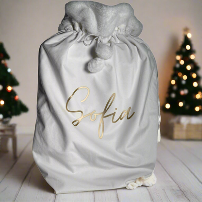 Luxury personalised white sacks
