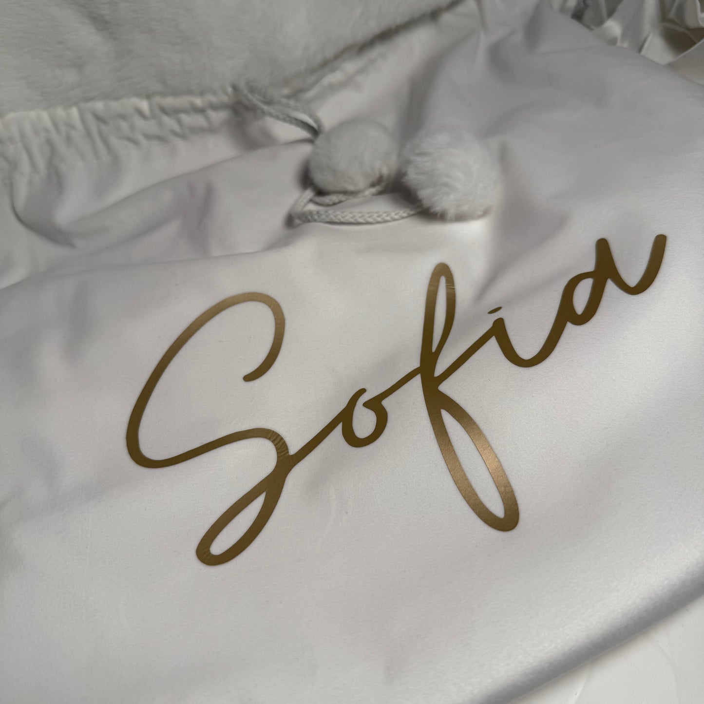 Luxury personalised white sacks