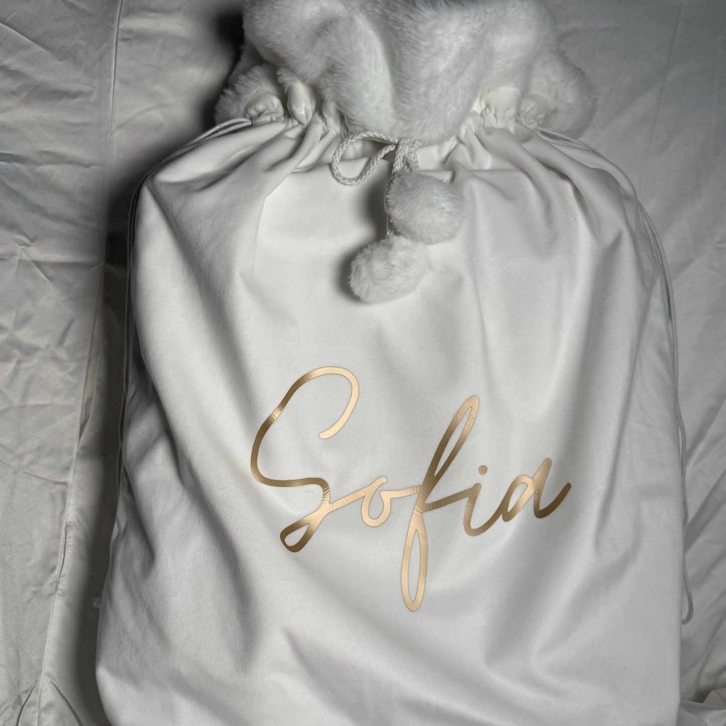 Luxury personalised white sacks