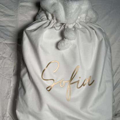 Luxury personalised white sacks