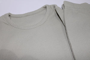 Personalised embroidered Sage ribbed loungewear set