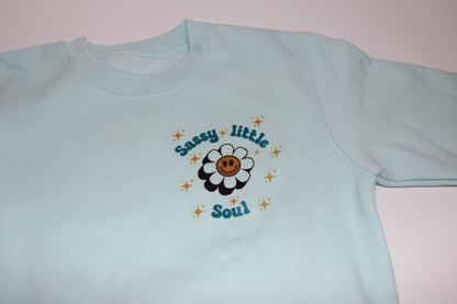 Blue sassy little soul printed sweatshirt