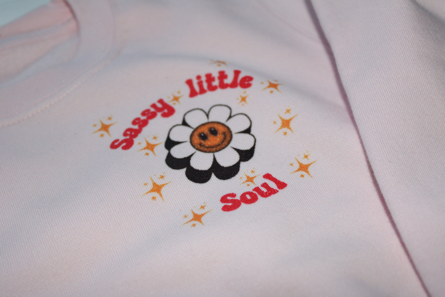 Printed sassy little soul long sleeved pink sweatshirt