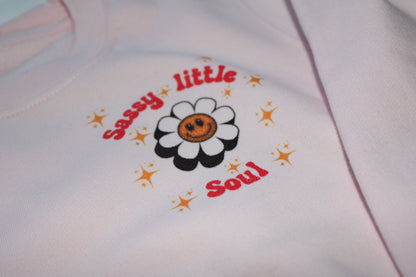 Printed sassy little soul long sleeved pink sweatshirt