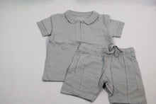 Load image into Gallery viewer, Pebble grey zip Neck polo shirt and short set
