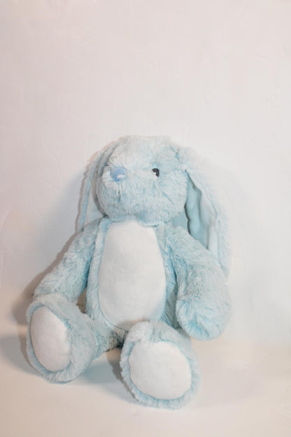 Personalised new born soft blue bunny keepsake