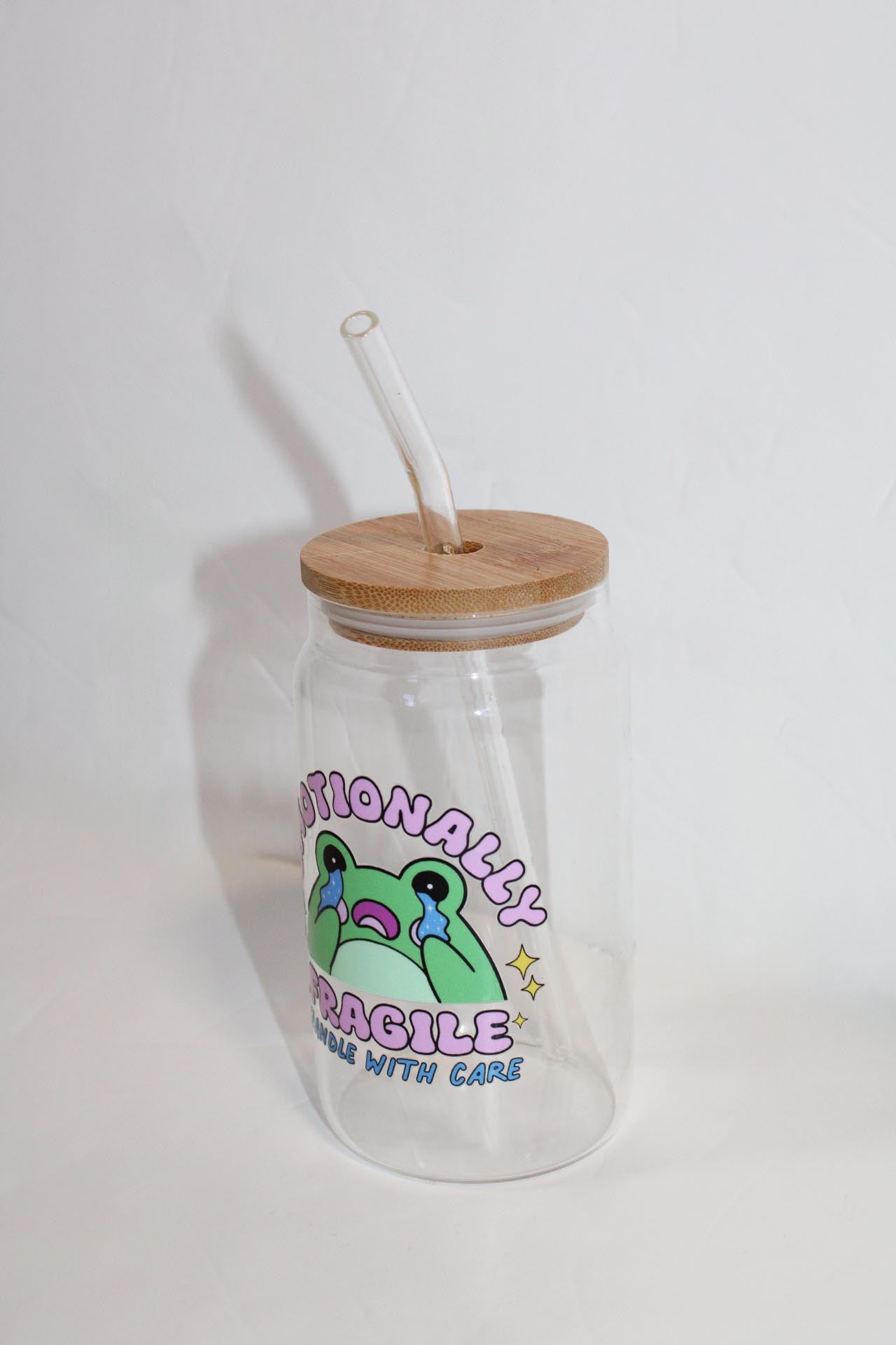 Emotionally fragile 16oz clear iced coffee beer glass cup
