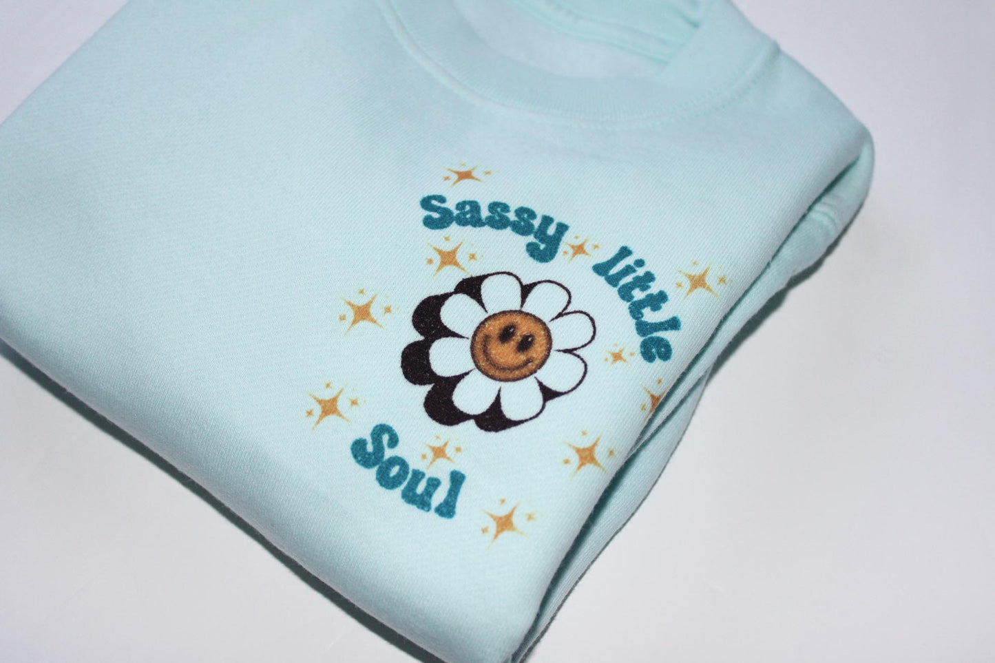 Blue sassy little soul printed sweatshirt
