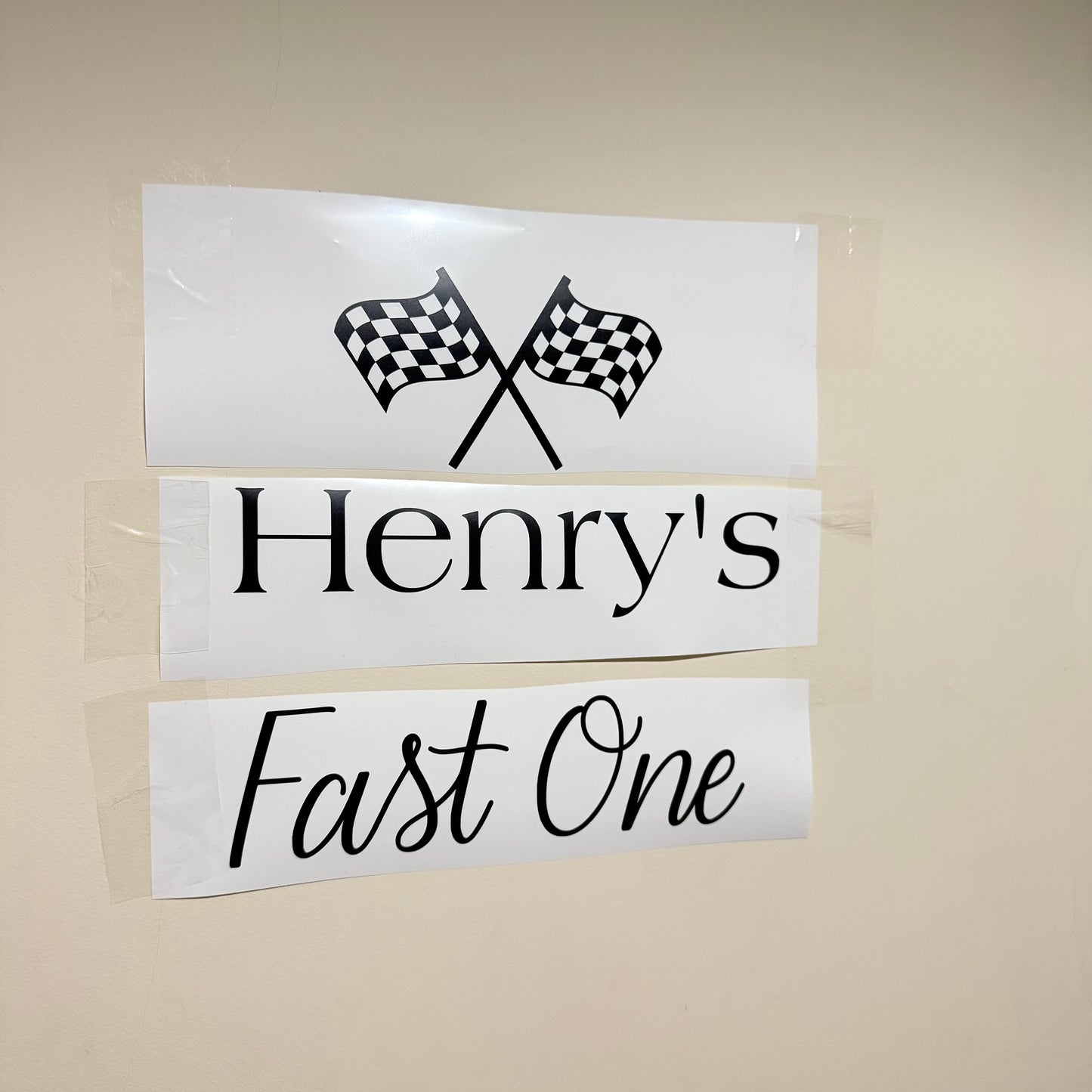 Personalised adhesive ‘fast one ‘ vinyl decal