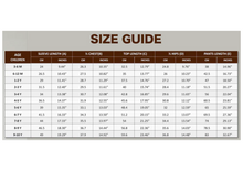 Load image into Gallery viewer, Size guide line for loungewear set. Starting from 3-6 months to age 9-10 years old 
