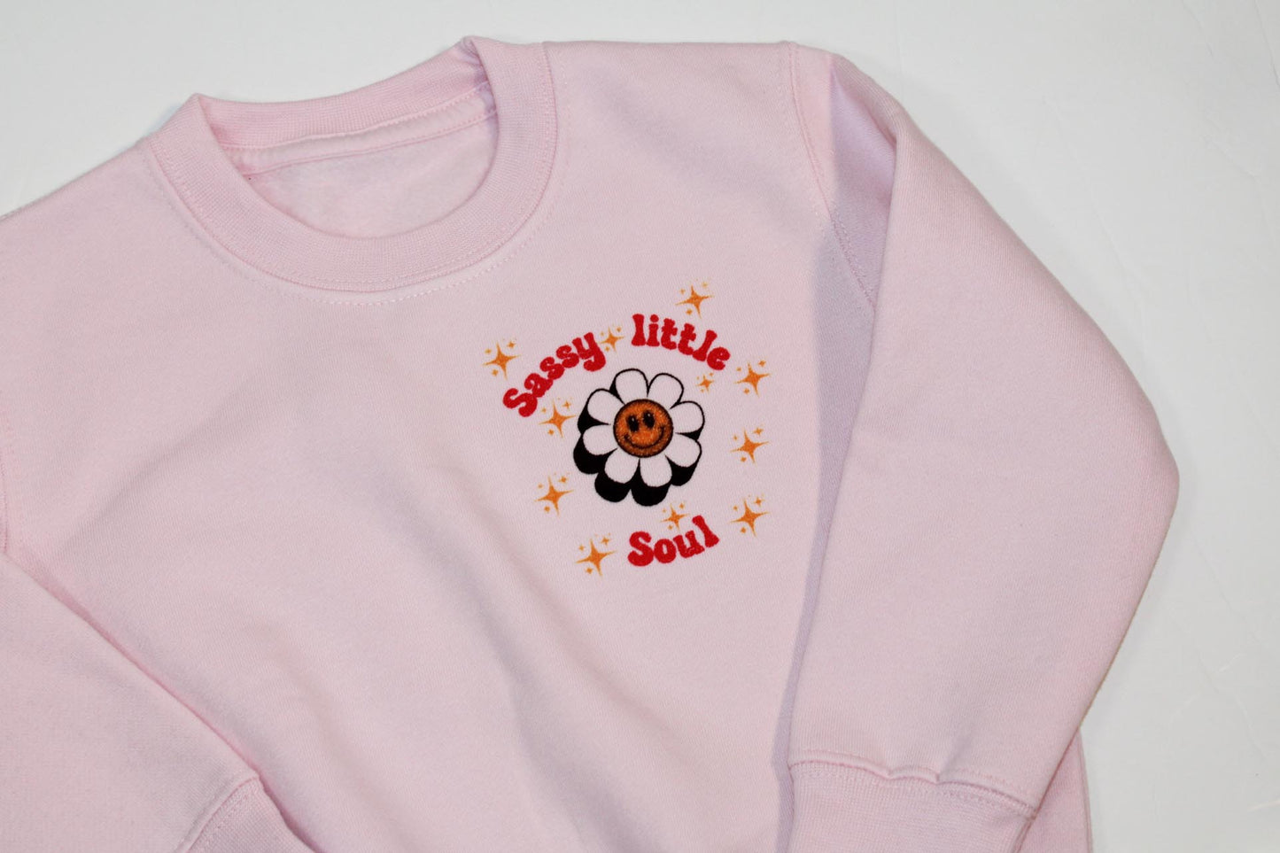 Printed sassy little soul long sleeved pink sweatshirt