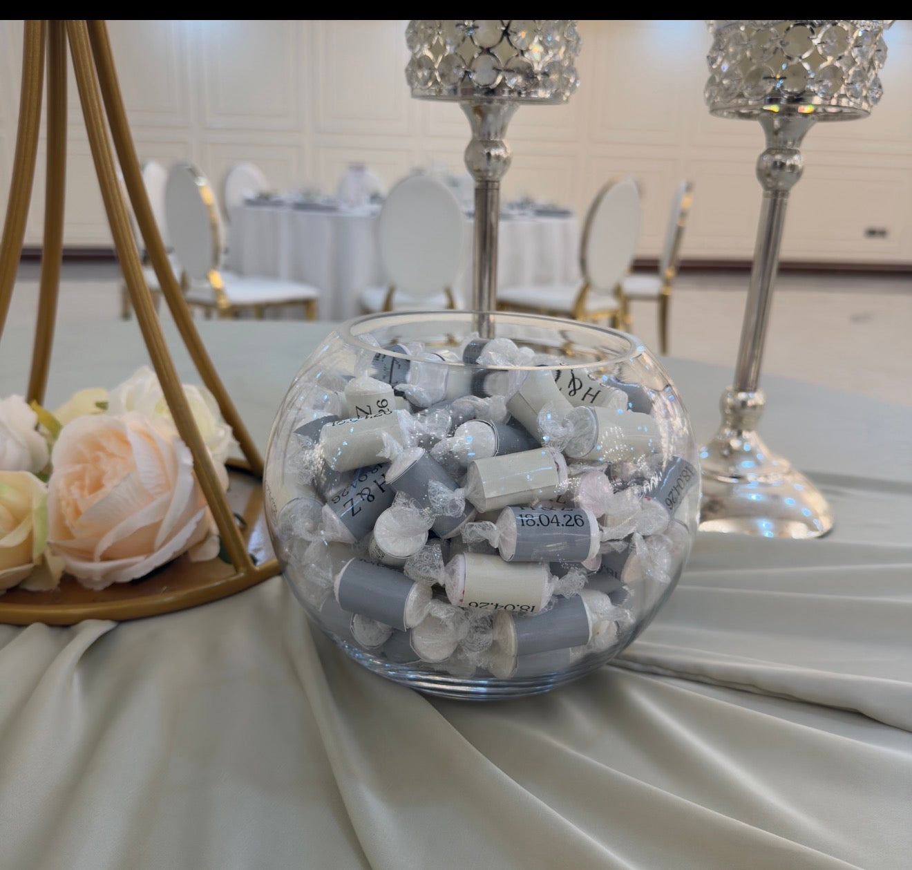 Personalised love heart sweets with custom names for wedding and mehndi party favours