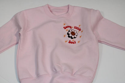 Printed sassy little soul long sleeved pink sweatshirt