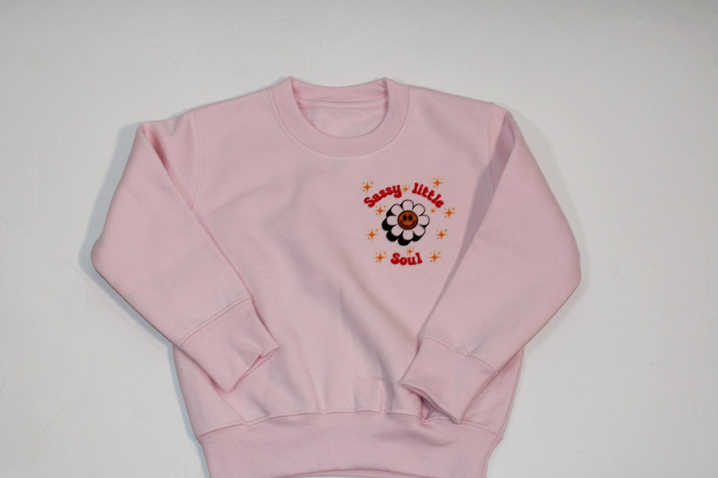 Printed sassy little soul long sleeved pink sweatshirt